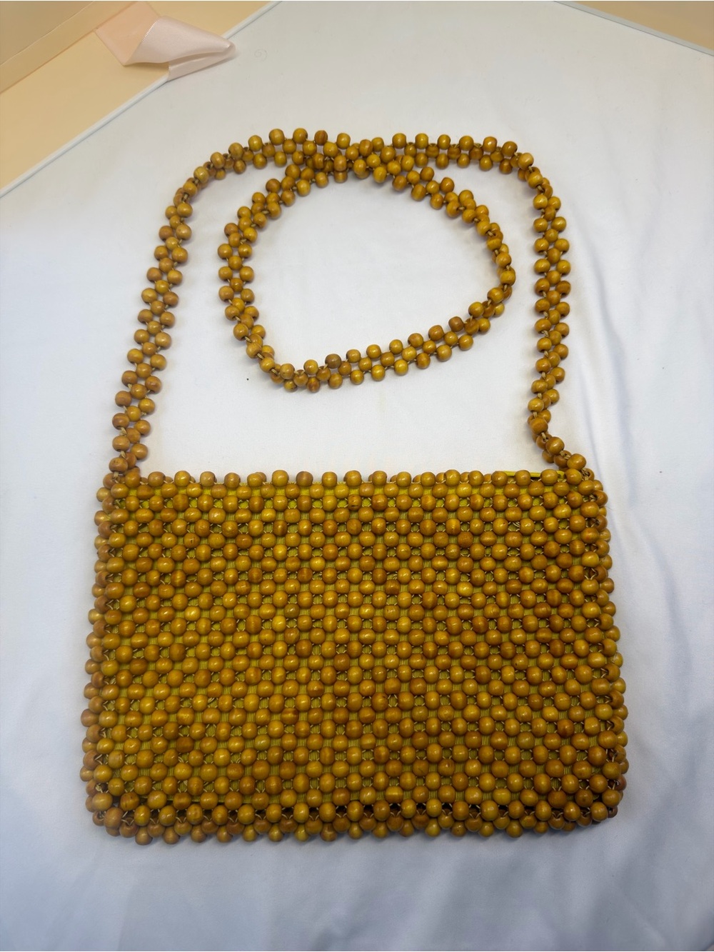 Magid Mustard Beaded Crossbody Purse